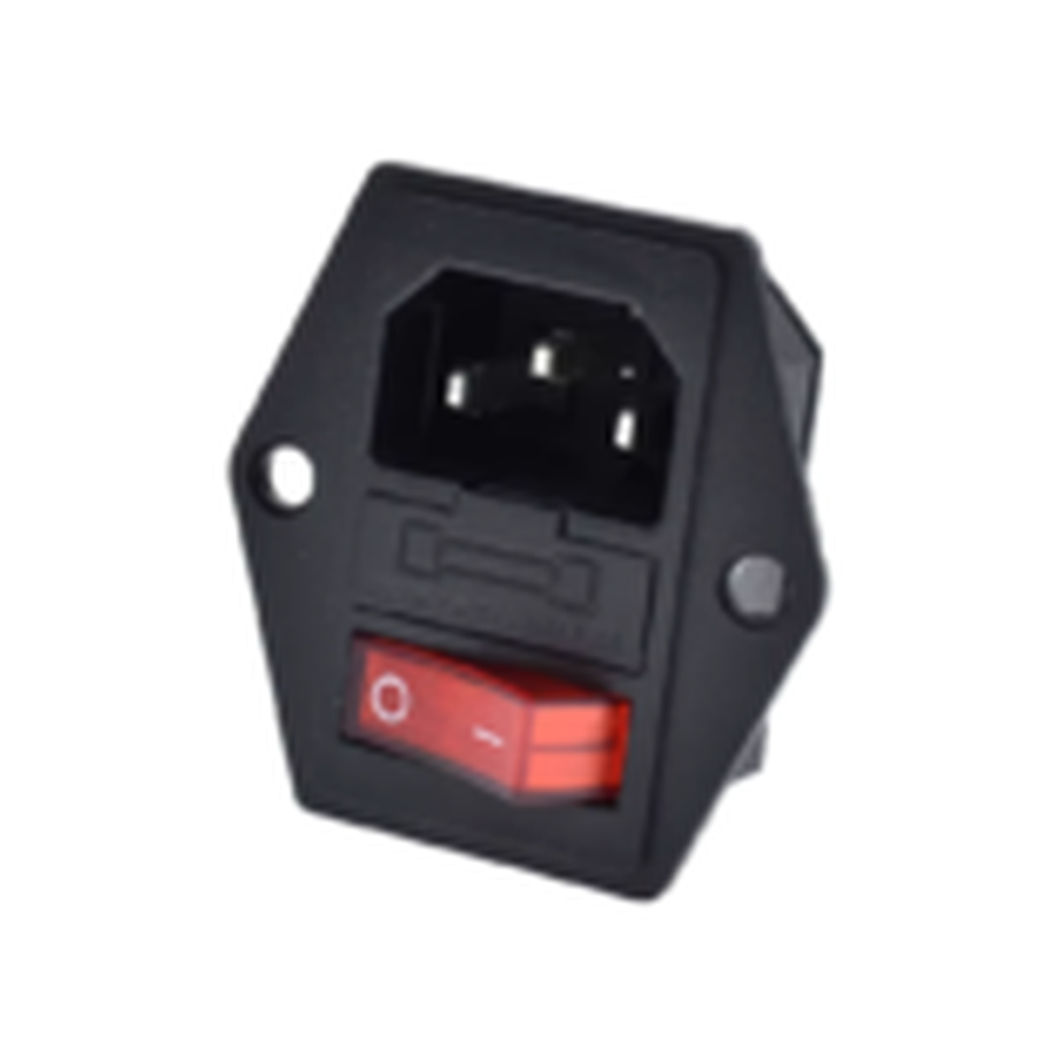 Panel Mount AC Power Male Socket With Fuse Holder And ON/OFF Red Light Switch 250VAC 10A 3Pin (Version 1)